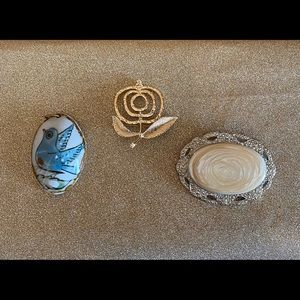 Lot of 3 pcs, Pendant and Two Brooches